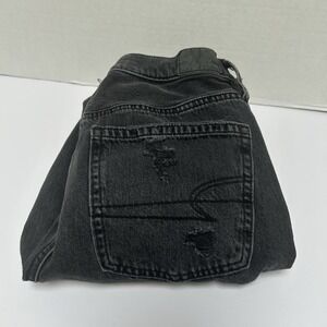 American Eagle Black Mid-Rise 90s Boot Cut Distressed‎ Cotton Denim Jeans Size 2